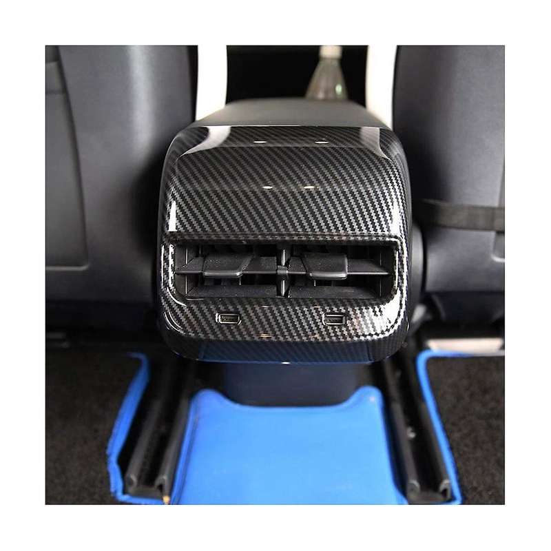 for Model Y 2017-2023 Interior Car Rear Air Condition Vent Outlet Cover Trim, Carbon Fiber Pattern