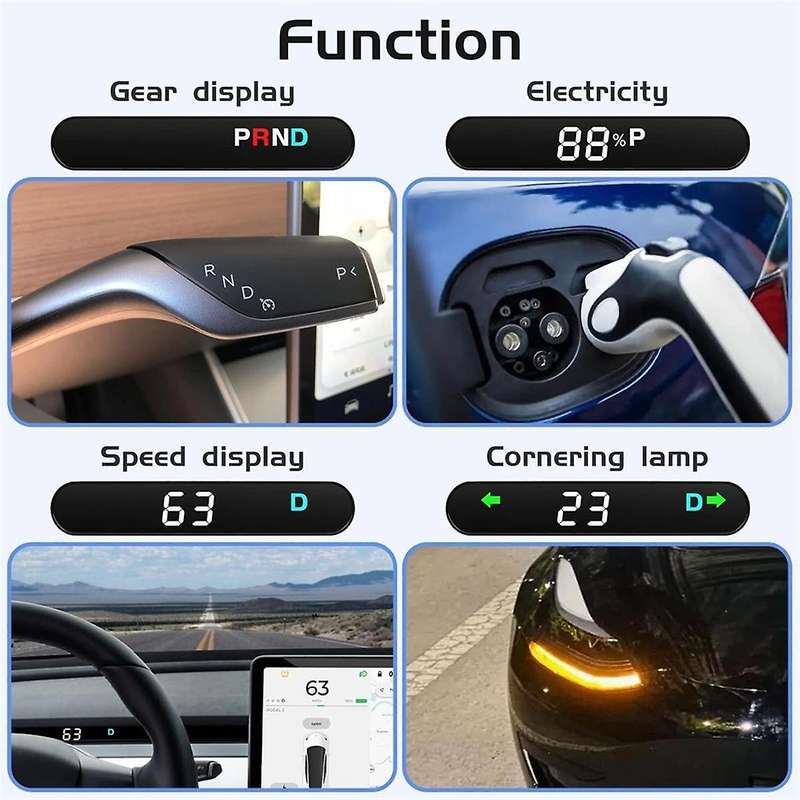 for Model Y 2019-2022 Rhd Hud , Dashboard Hidden Hud with Display Speed, Gear, Turn Signals