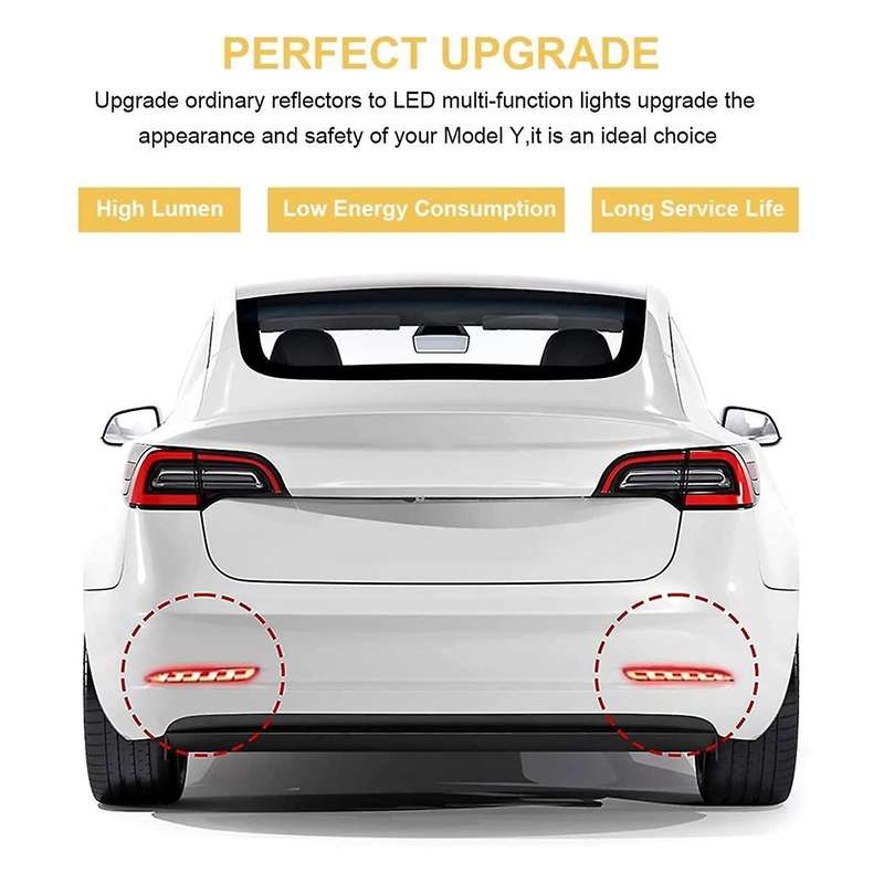 for Model Y 2021 2022 Rear Fog Light Bumper Reflectors Brake Tail Sequential Flash Singal Lights Ass