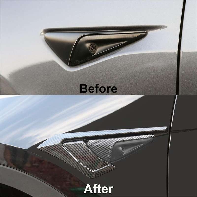 for Model Y 2021-2023 Side Camera Cover, Side Camera Indicator Protection Cover (abs Glossy Carbon