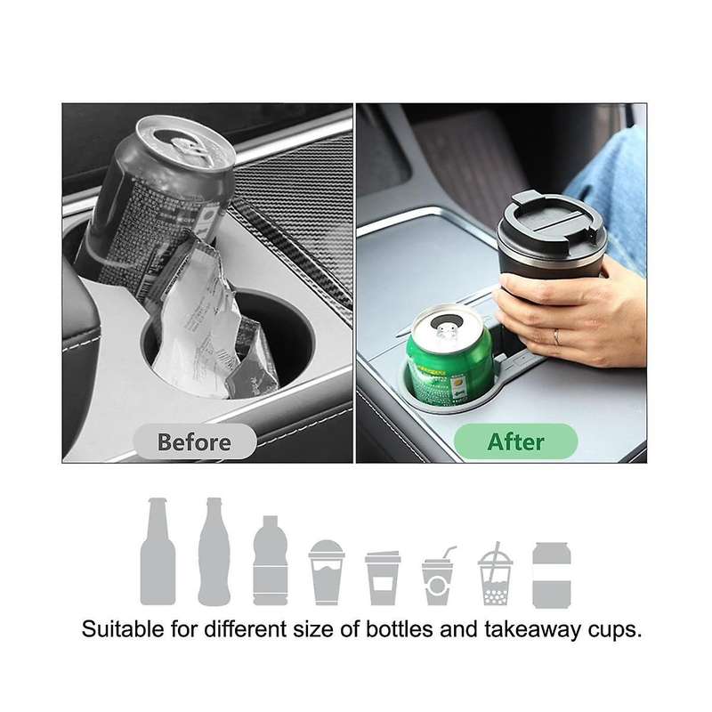 for Model Y Model 3 2021-2023 Center Console Cup Holder Insert, Anti- Limit Water Cup Holder Accesso