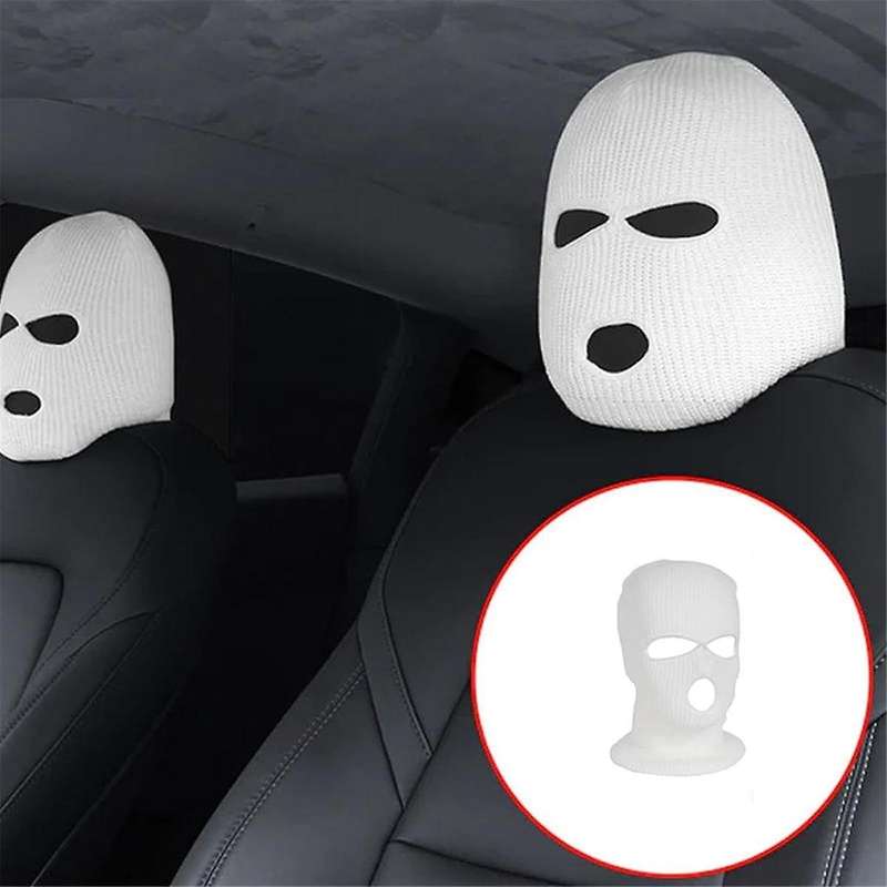 for Model3/Y/X/S Car Seat Bandit Personality Funny Hat Interior Decoration Accessories,White