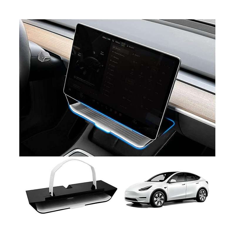 for Model Y/3 2020-2023 Accessories - Under Screen Storage Box Behind Screen Tray Center Console Or