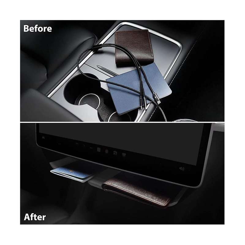 for Model Y/3 2020-2023 Accessories - Under Screen Storage Box Behind Screen Tray Center Console Or