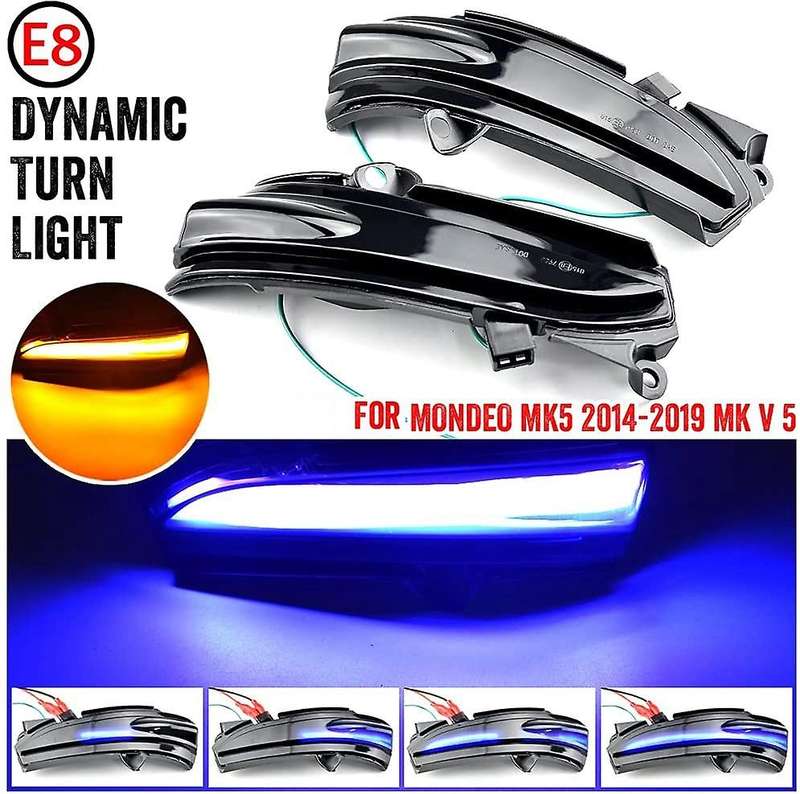 for Mondeo MK5 2014-2019 Car LED Dynamic Side Rearview Mirror Light Turn Signal Light Blue Blinker I