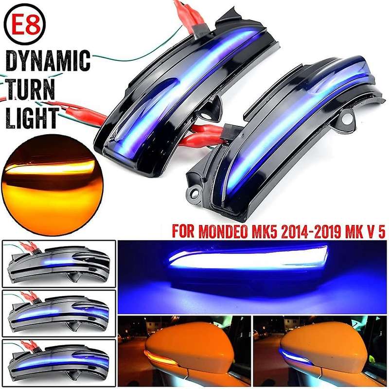 for Mondeo MK5 2014-2019 Car LED Dynamic Side Rearview Mirror Light Turn Signal Light Blue Blinker I
