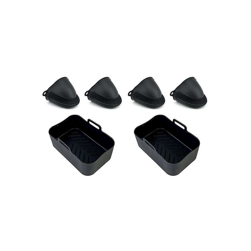 for Ninja DZ201 Foodi 8 Quart Air Fryer Silicone Pot Holder with Heat Resistant Gloves Air Fryer Ac