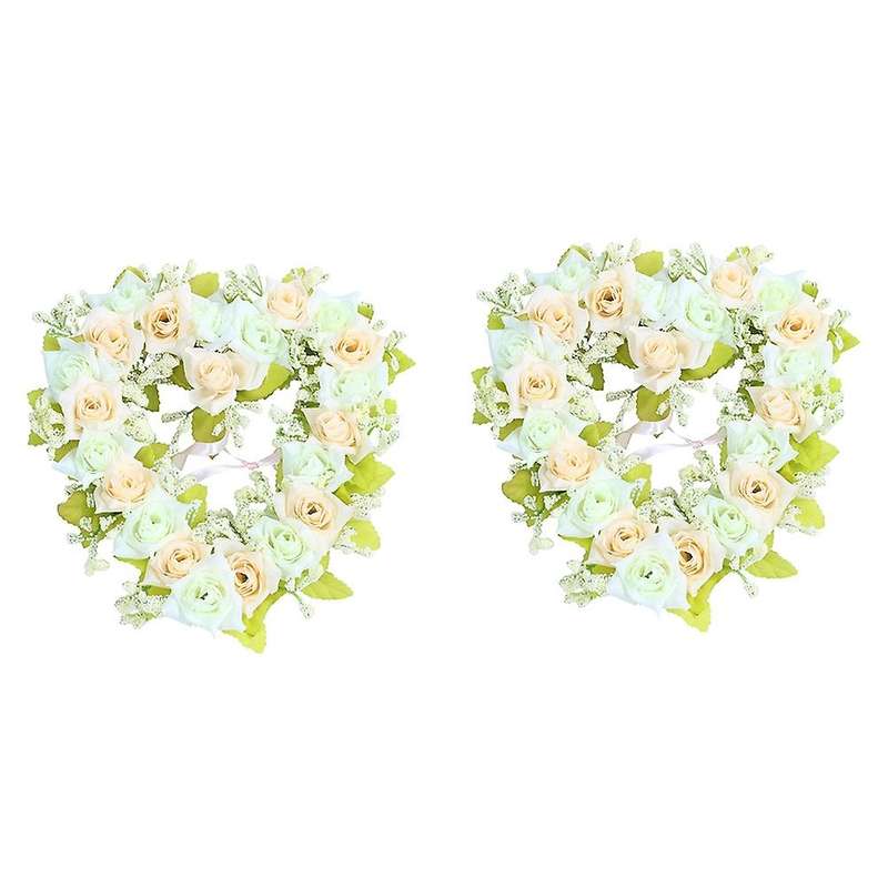Heart Shaped Artificial Flower Wreath White22x21x3.5cm