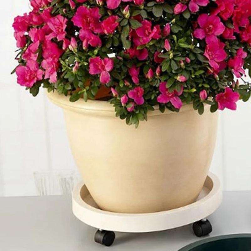 Removable Flower Pot Tray Universal Wheels Plastic Pot Rack-green