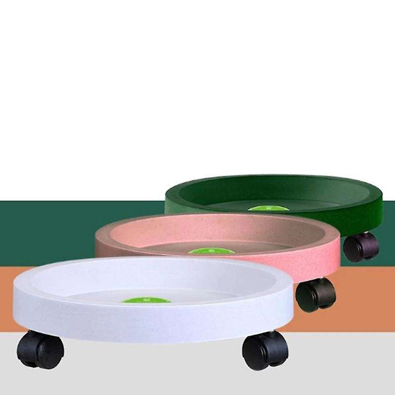 Removable Flower Pot Tray Universal Wheels Plastic Pot Rack-green