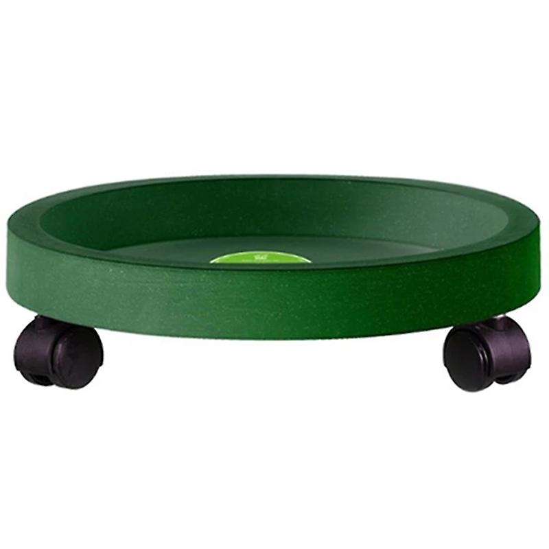 Removable Flower Pot Tray Universal Wheels Plastic Pot Rack-green