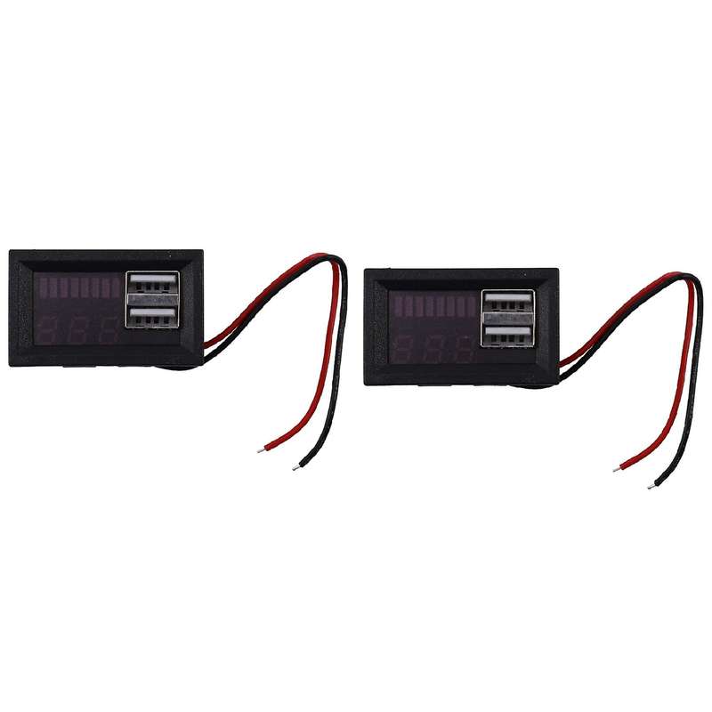 2x Red Led Digital Display Voltmeter for Cars Output 12.6v Battery
