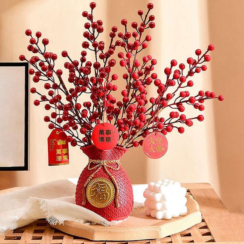 5pcs Chinese New Year Artificial Flowers Spring Festival Supplies(c)