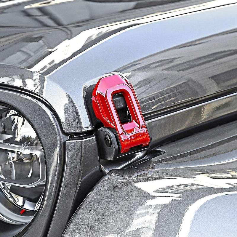 Hood Latch Lock Catch Brackets Cover for 2018-2022 Jeep Red