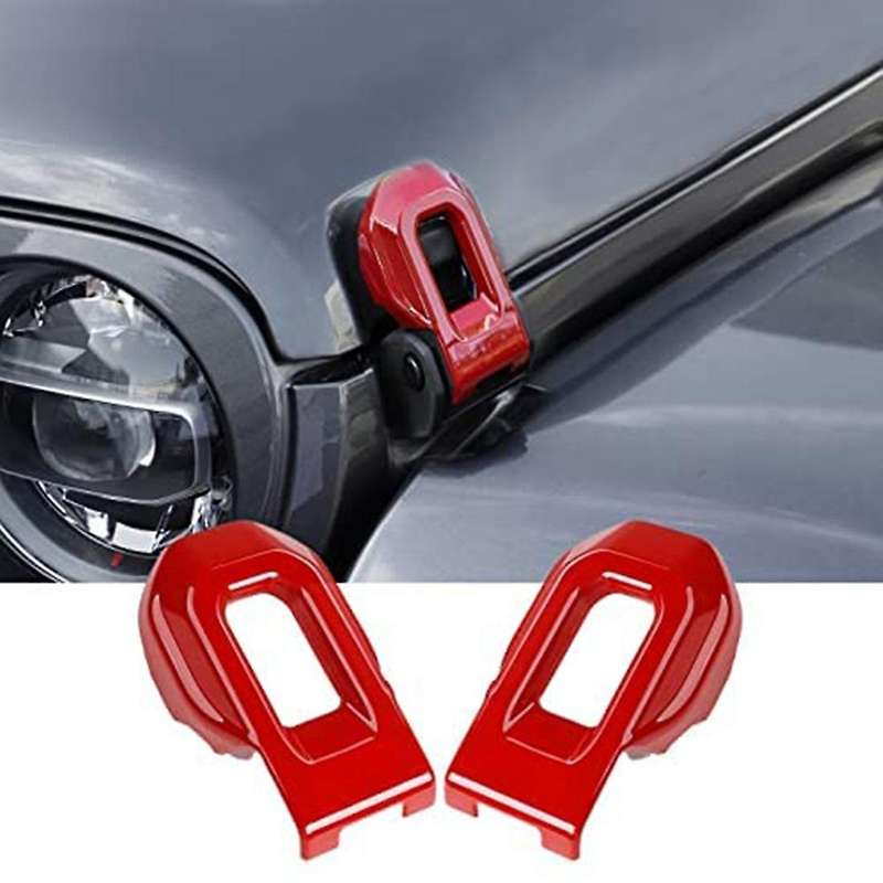 Hood Latch Lock Catch Brackets Cover for 2018-2022 Jeep Red