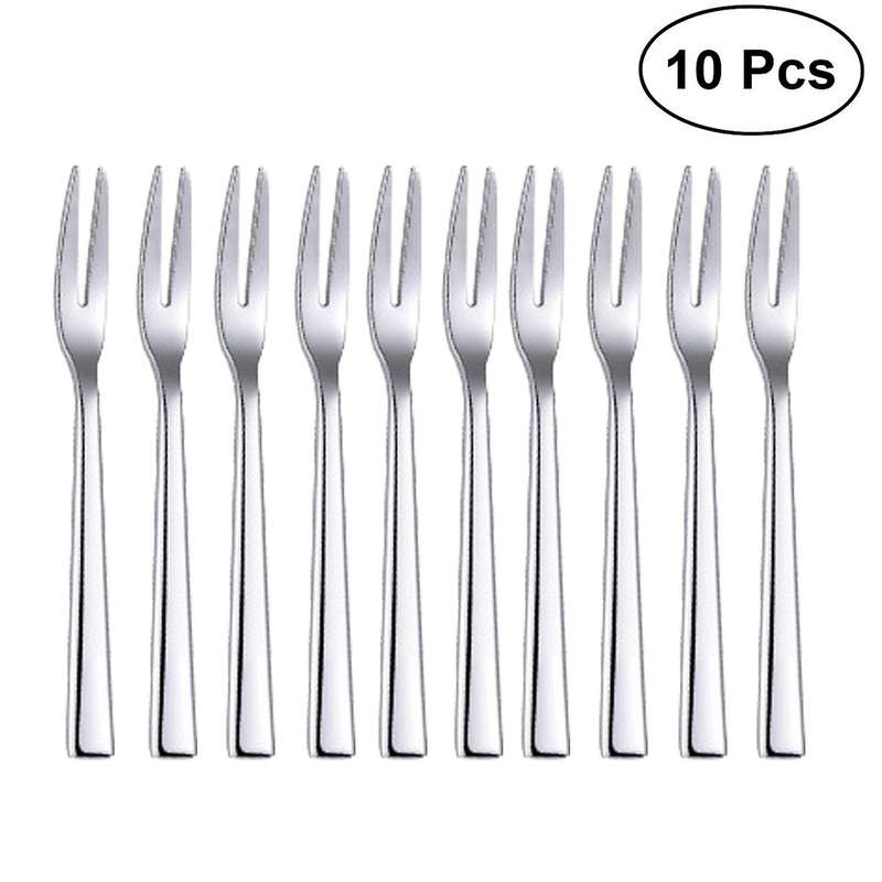 10pcs 304 Stainless Steel Cocktail Dessert Fork Cake Fruit Forks Set