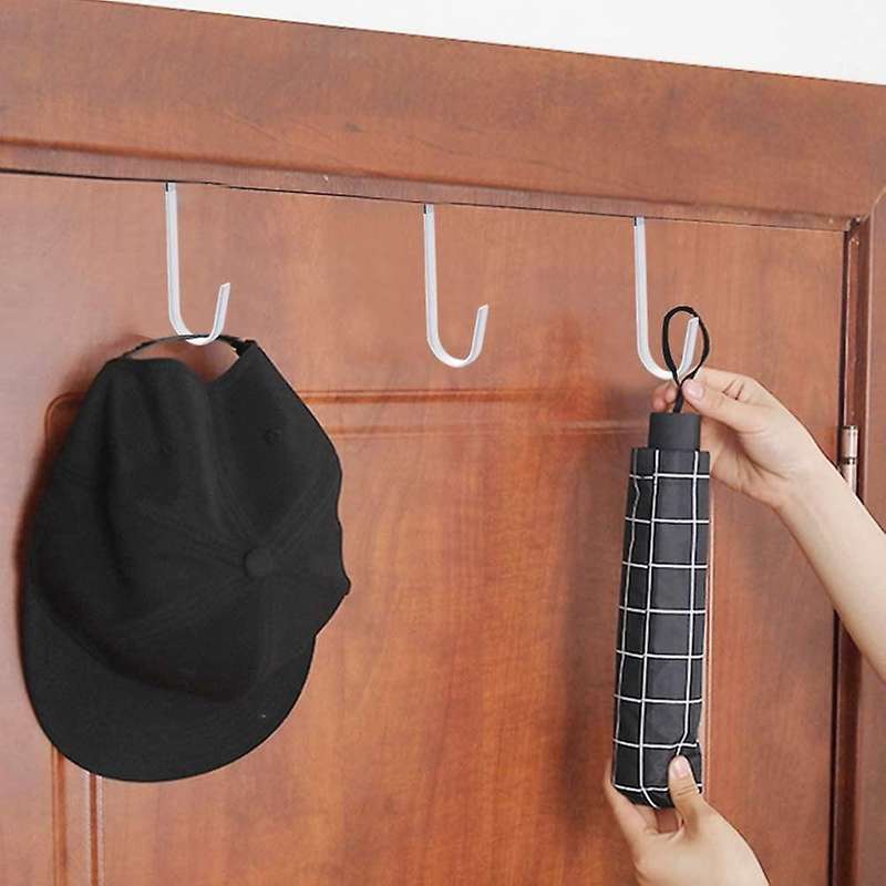Over Door Hooks for Hanging Clothes,6packs Hanger,for Bathroom Silver