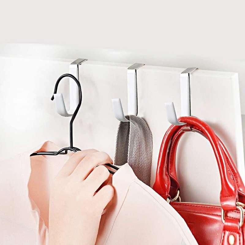 Over Door Hooks for Hanging Clothes,6packs Hanger,for Bathroom Silver