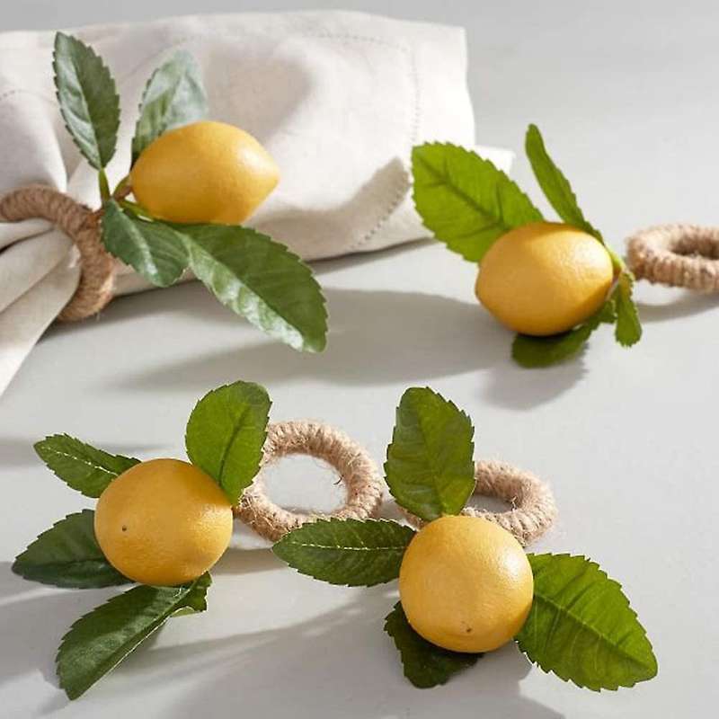 Napkin Rings Set Of 6,decorative Lemon Vine Leaf Napkin Rings