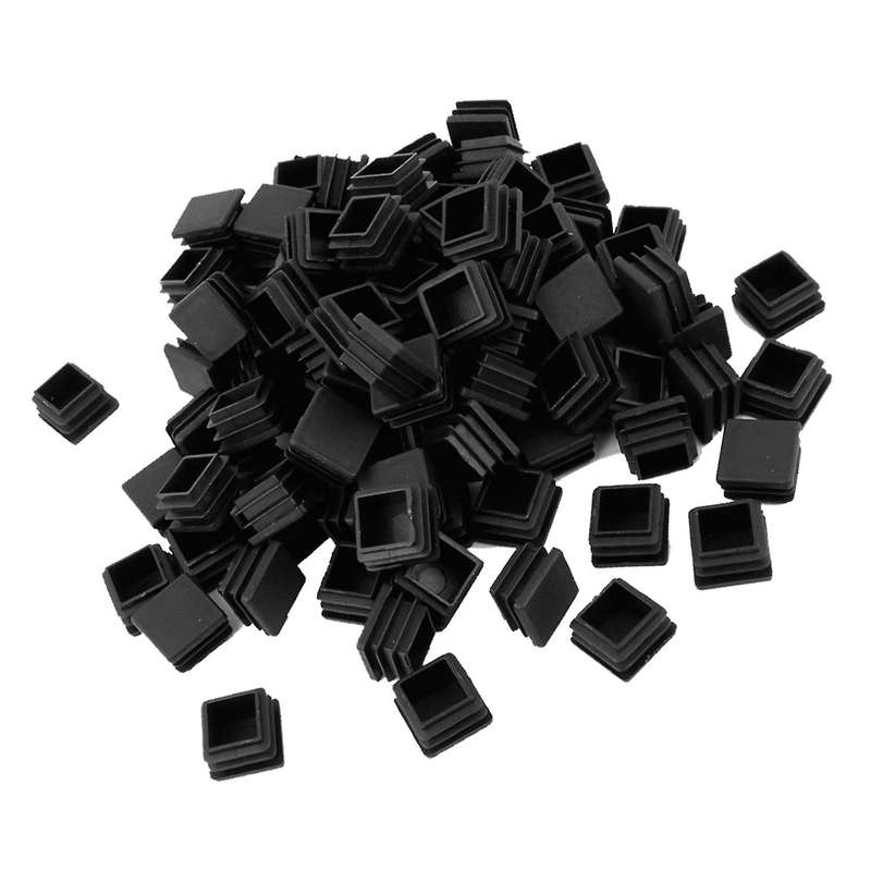 Square Table Chair Leg Tube Pipe Feet Insert Cap 25x25mm 20pcs Black