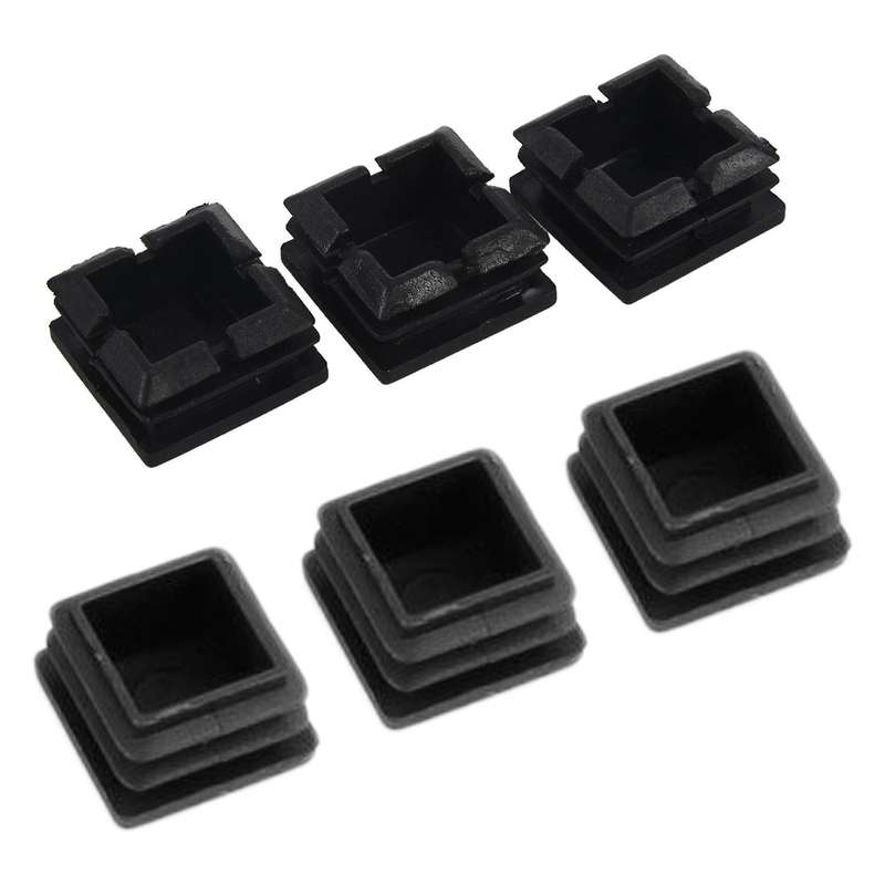 Square Table Chair Leg Tube Pipe Feet Insert Cap 25x25mm 20pcs Black