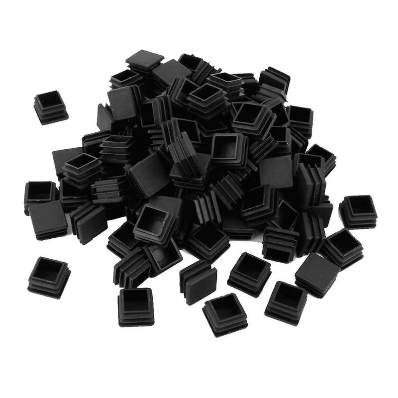 Square Table Chair Leg Tube Pipe Feet Insert Cap 25x25mm 20pcs Black
