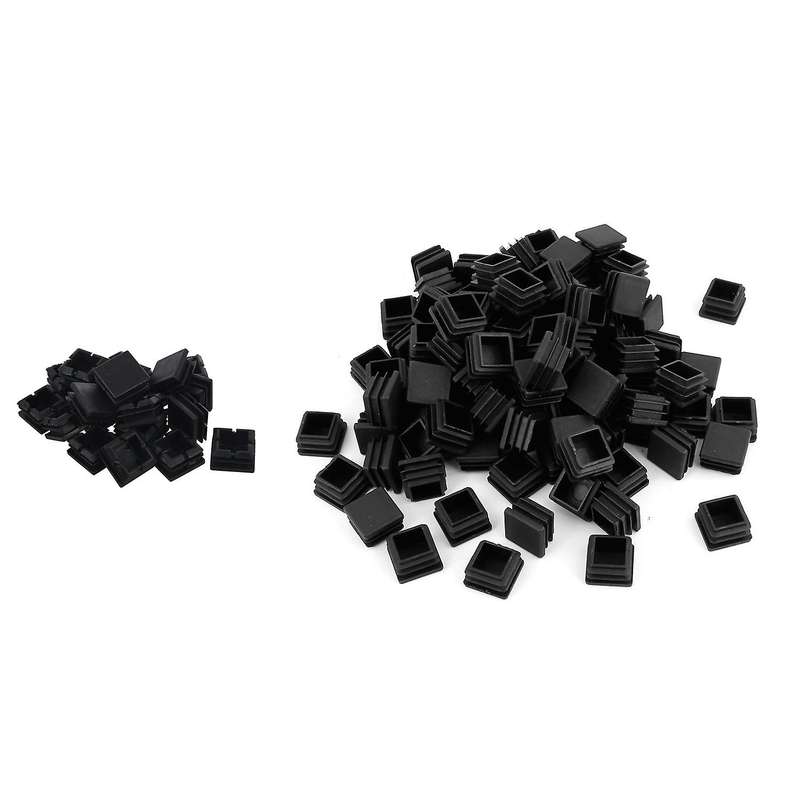Square Table Chair Leg Tube Pipe Feet Insert Cap 25x25mm 20pcs Black