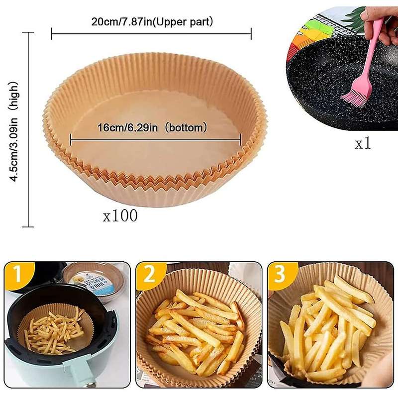 100pcs Air Fryer Disposable Paper, Non-stick for Air Fryer Baking