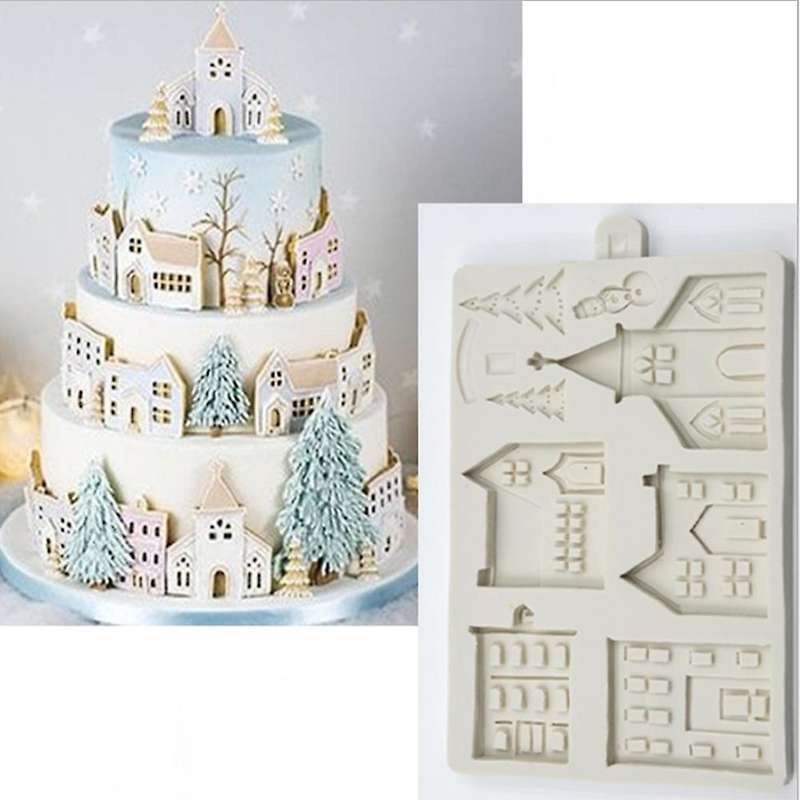 Castle Christmas House Silicone Mold Sugar Chocolate Modeling Tools