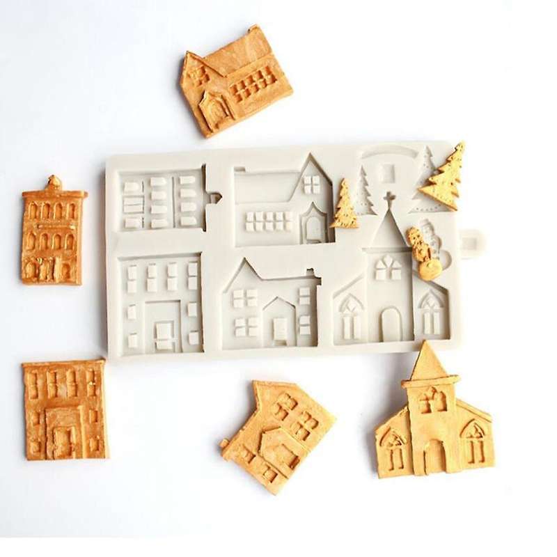 Castle Christmas House Silicone Mold Sugar Chocolate Modeling Tools
