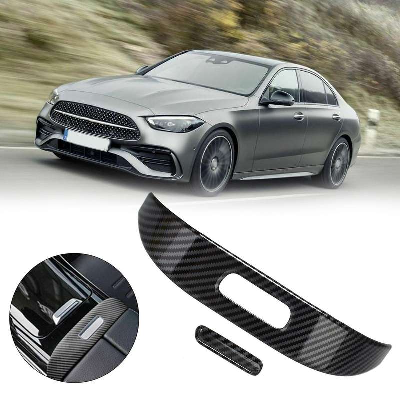 Center Console Armrest Box Buttons Frame Decoration Carbon Fiber