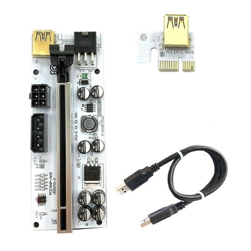 1 Set Usb 3.0 Pci-e Riser Card Ver010-x for Video Card X16 Mining, D