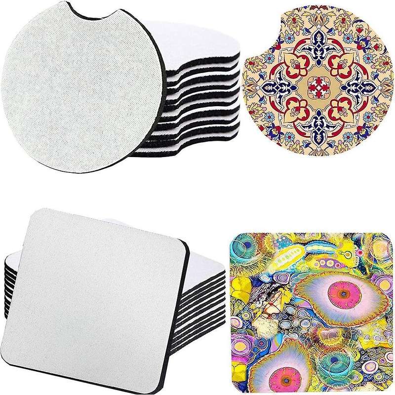 24pcs Sublimation Blanks Cup Mat Round Square for Diy Coasters
