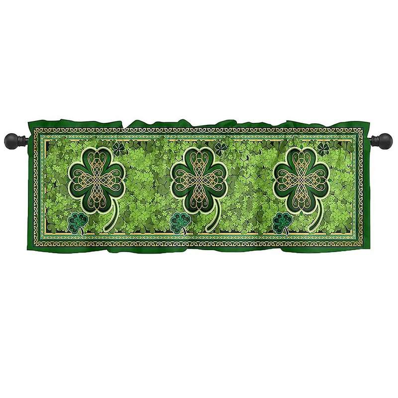 St. Patrick's Day Valances for Windows - Green Shamrock Valance