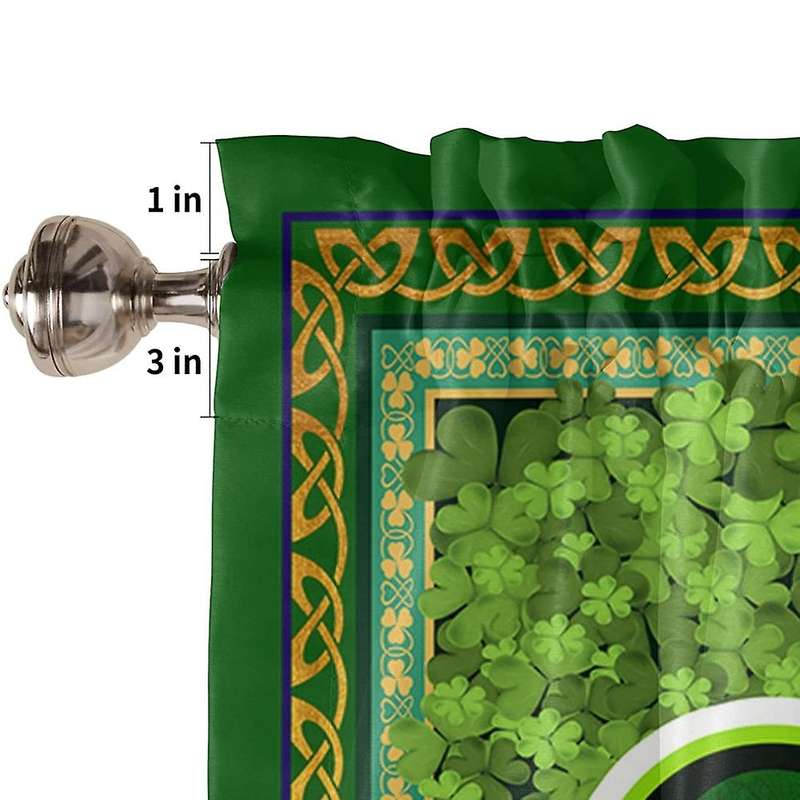 St. Patrick's Day Valances for Windows - Green Shamrock Valance