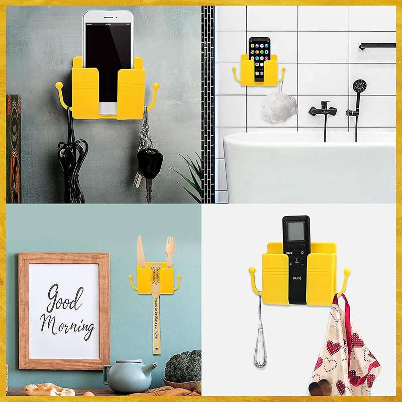 6 Pcs Wall Phone Holder Wall Mount Self-adhesive Cell Phone(yellow)