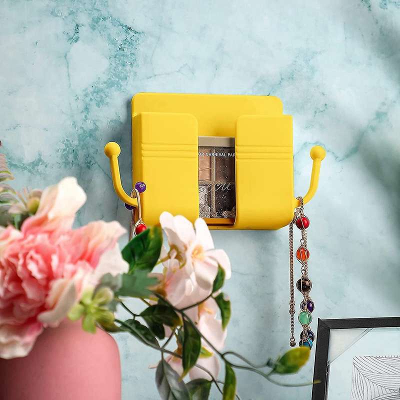 6 Pcs Wall Phone Holder Wall Mount Self-adhesive Cell Phone(yellow)