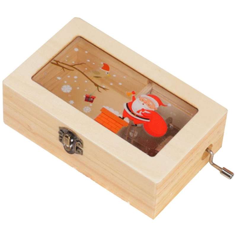 New Year Christmas Creative Wooden Hand-cranked Music Box, A
