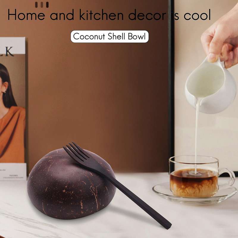 Coconut Bowls and Wooden Spoon Fork Set,vegan Organic Salad Smoothie
