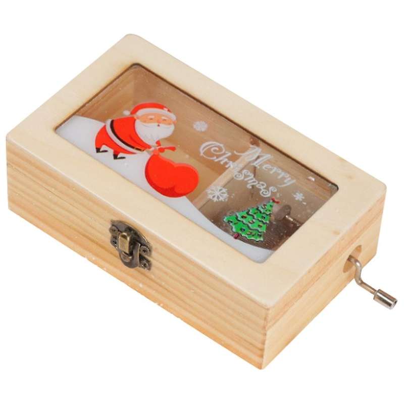 New Year Christmas Creative Wooden Hand-cranked Music Box, D