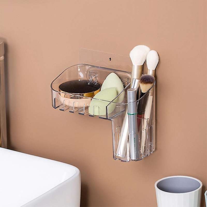 Wall-mounted Transparent Cosmetics Storage Box Plastic Shelves A