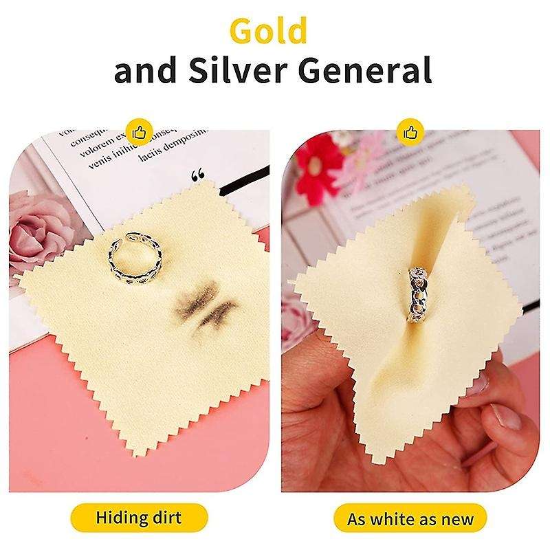 100pcs Jewelry Cleaning Polishing Cloth, (yellow, 3.15 X 3.15inch)