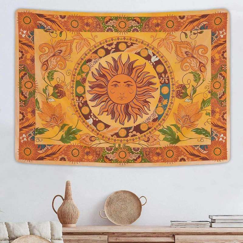 Sun Tapestry Flower Vines Tapestries Vintage Floral 51.2 X 59.1 Inch