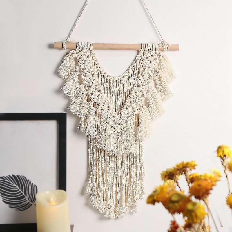 Macrame Wall Hanging Hand-woven Tapestry for Wedding Home Bedroom