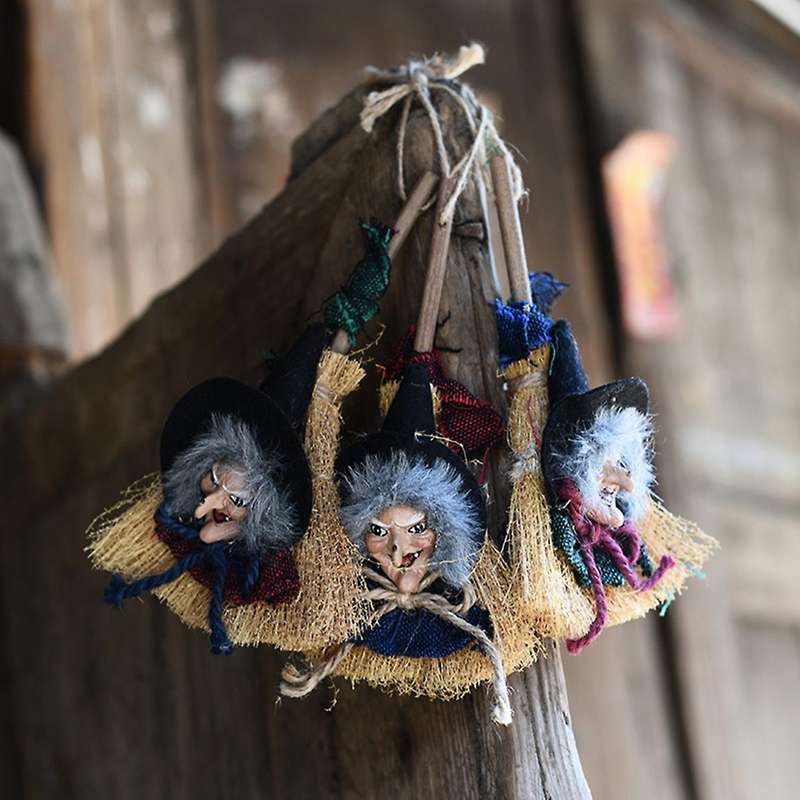 Halloween Supplies Witch Broom Pendant String Lights Ornaments