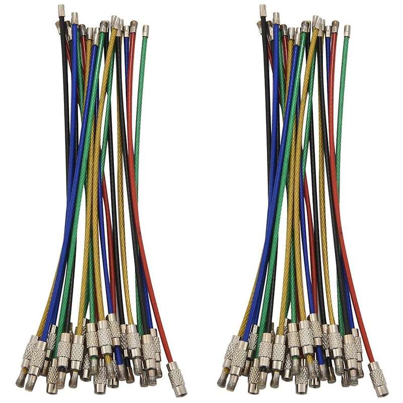 Colored Nylon Coated Stainless Steel Wire Keychains 2mm 6.3 Inches