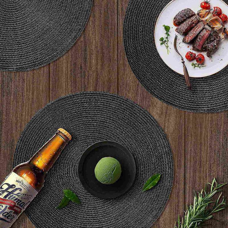 Round Braided Placemats Set Of 6 Table Mats for Dining Tables