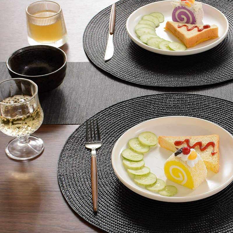 Round Braided Placemats Set Of 6 Table Mats for Dining Tables