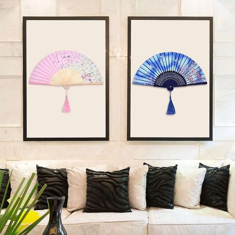 4pack Handheld Floral Folding Fans Hand Held Fans Silk Bamboo Fans