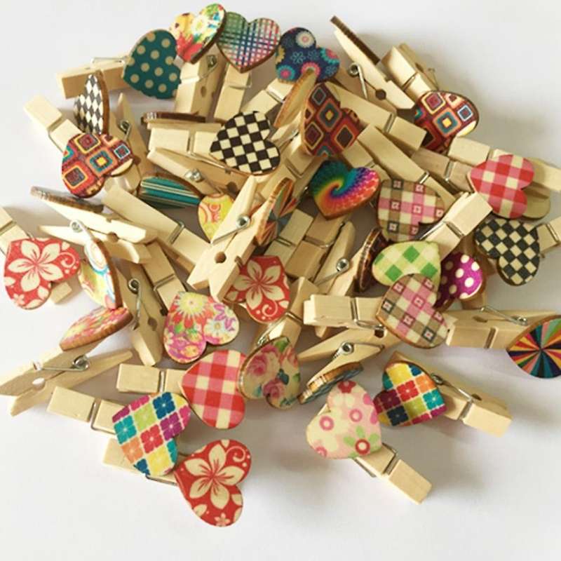 100pcs Colored Clothespins Wooden for Photos Pictures Crafts Decor